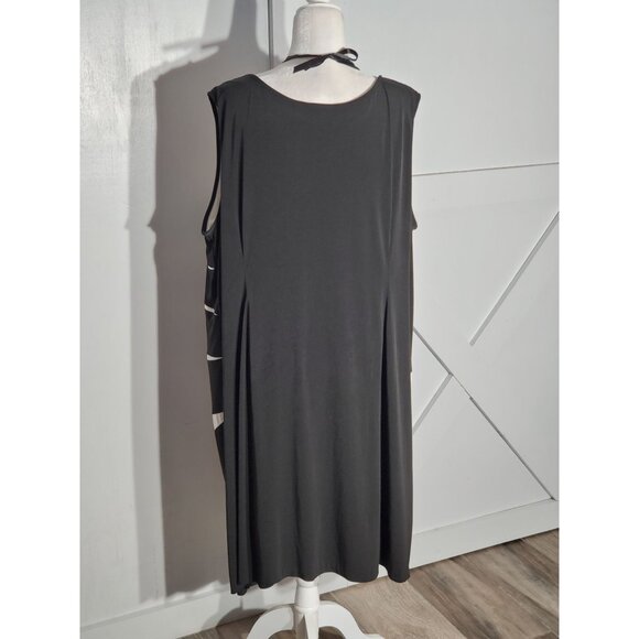 CATHERINES BODYCON DRESS WHITE/BLACK SLEEVELESS POLY/SPANDEX SIZE 3XWP - Picture 4 of 5